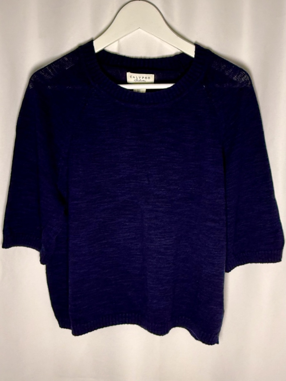 Calypso St. Barth Blue Linen Cotton Knit Sweater Women’s L